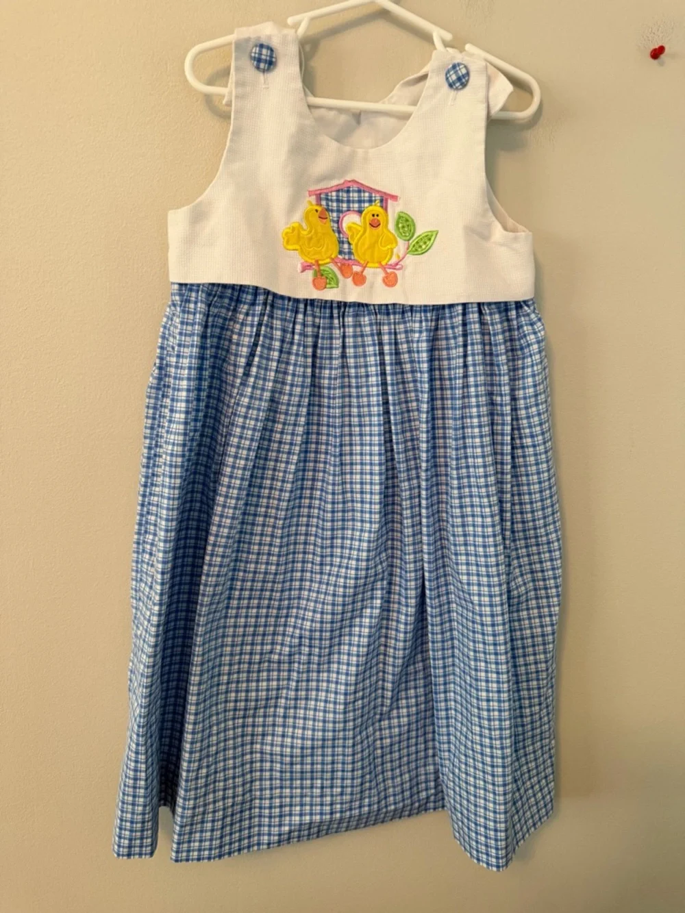 Austin & Ashley Blue Plaid Chick Applique Sundress